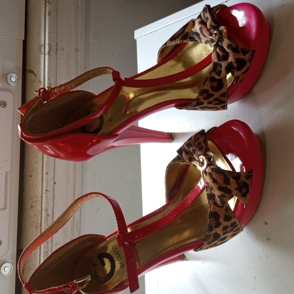 Pink and leopard 4 inch heels size 7